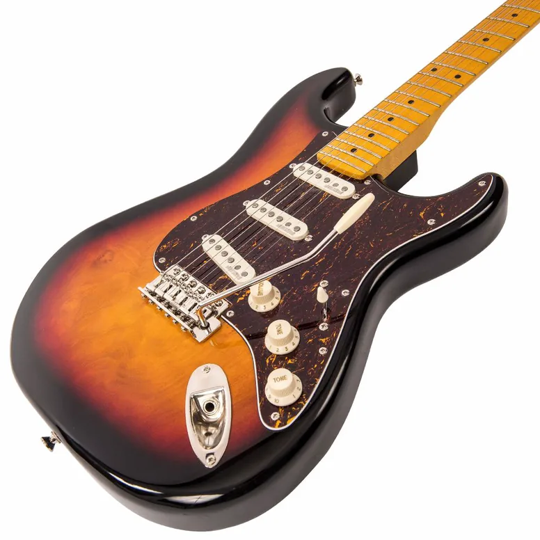 Vintage V6MSSB Maple Fingerboard Sunset Sunburst, vue 2, vue 2
